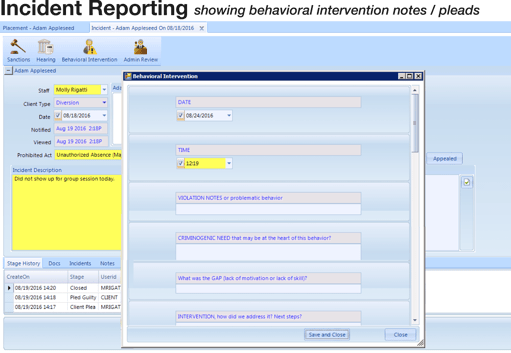 Behavioral intervention on the incident report as part of the Behavior Management Package | CorrectTech