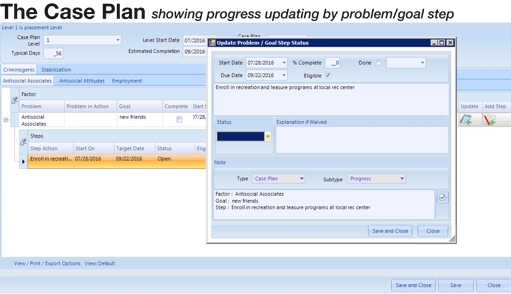 Case Plan Progress Update as part of the Behavior Management Package | CorrectTech